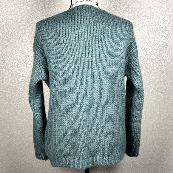 Maëlys Paris Sz L Mohair Blend Open Cardigan Blue "Wasabi" Made in Italy Art 603 - Picture 2 of 8
